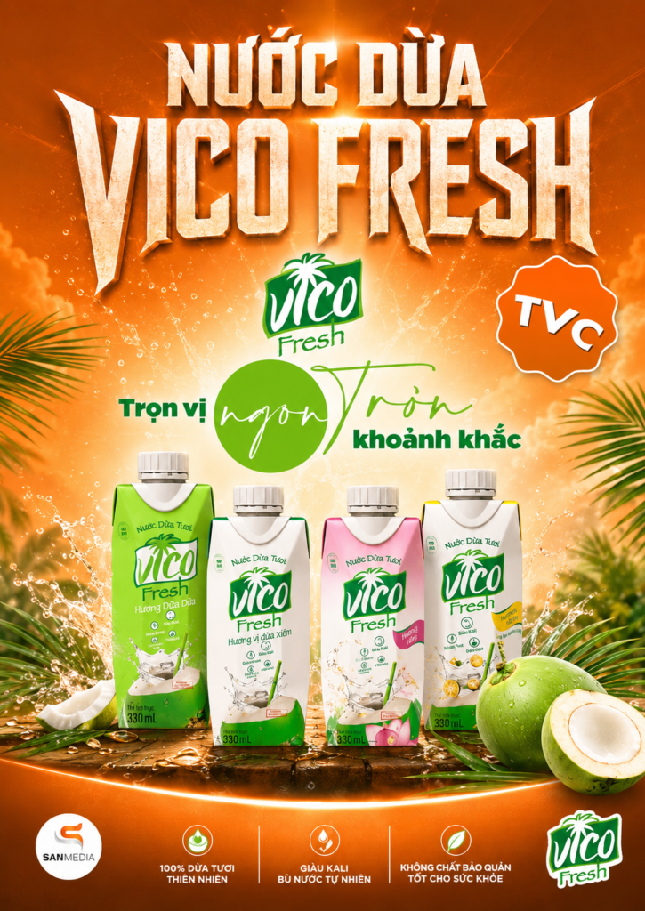 Video quảng cáo sản phẩm nước dừa tươi vico fresh